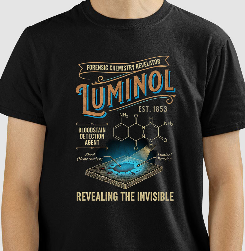 Camiseta Química Forense - Luminol: Revelando o Invisível | Vintage Science