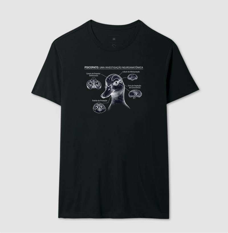 Camiseta Psicopatologia Forense - O Psicopato | Ilustração Neuroanatômica