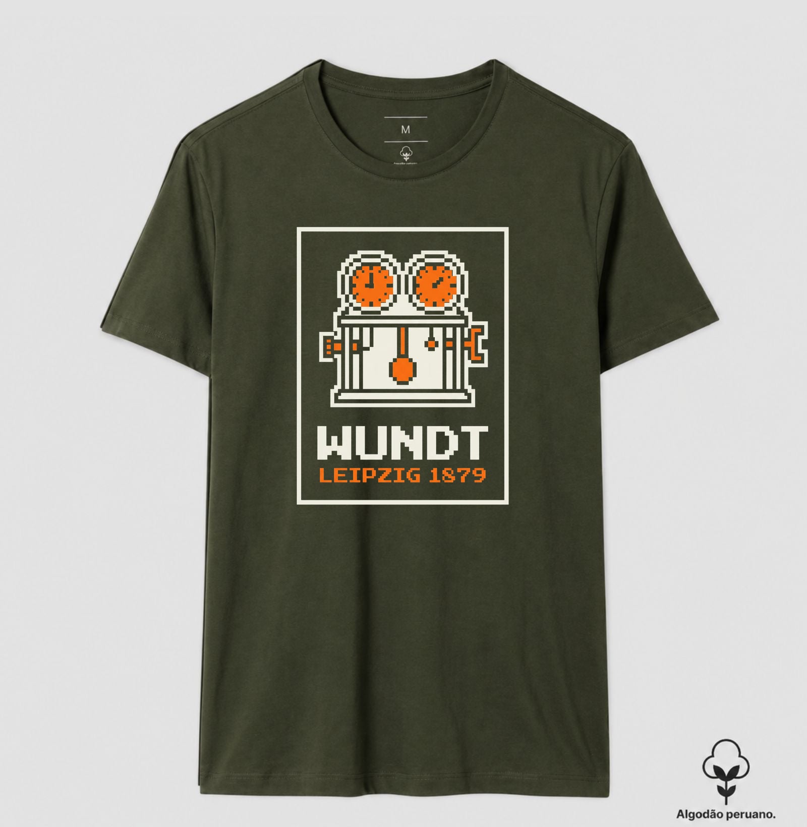 Camiseta Algodão Peruano Psicologia "Wundt: Leipzig 1879" | 8-Bit Pixel Art