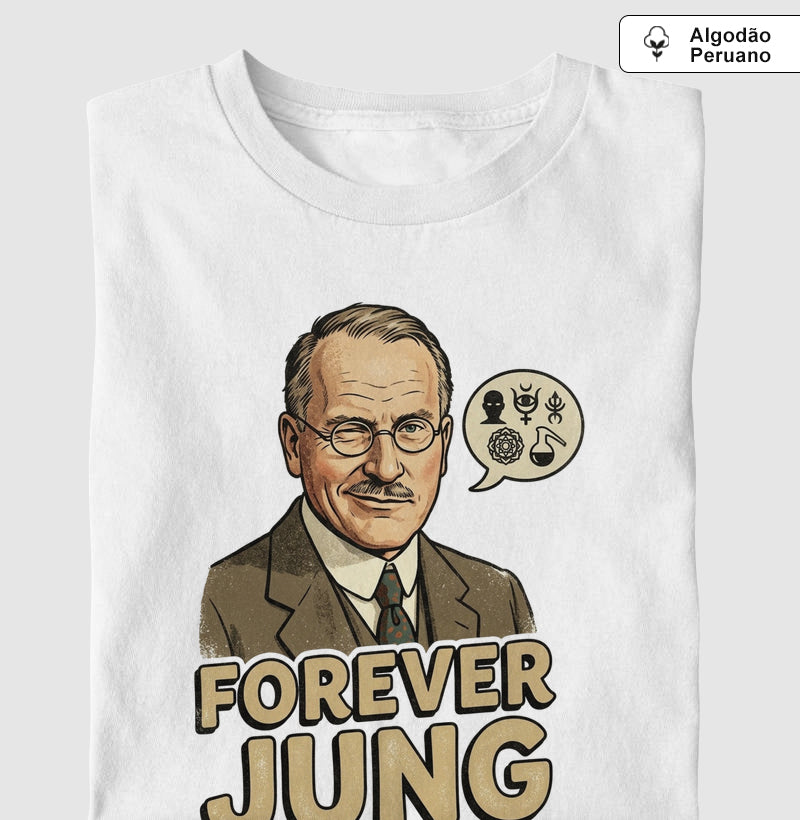 Camiseta Algodão Peruano Psicanalítica Carl Jung - Forever Jung (Archetypal) | Pop Art Vintage