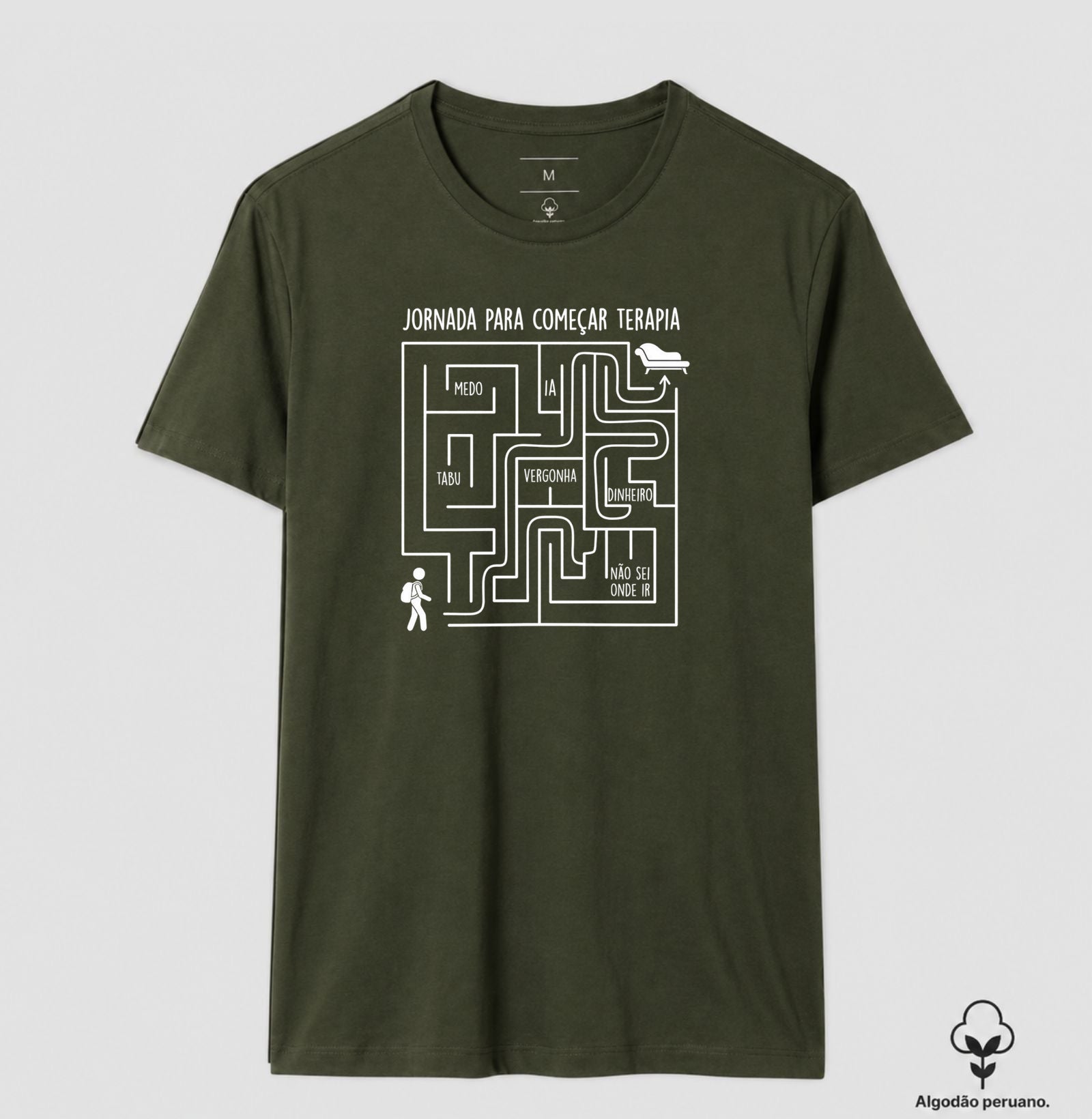 Camiseta Algodão Peruano Psicologia "Jornada Para Começar Terapia" | O Labirinto do Acolhimento