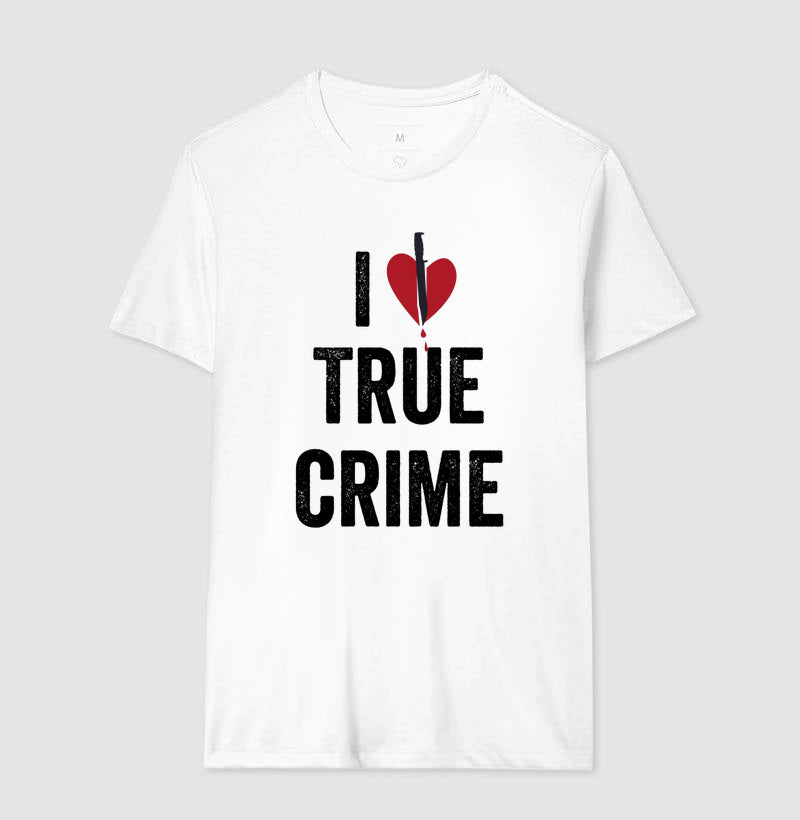 Camiseta "I ❤️ True Crime" | Paixão por Investigação & Mistério