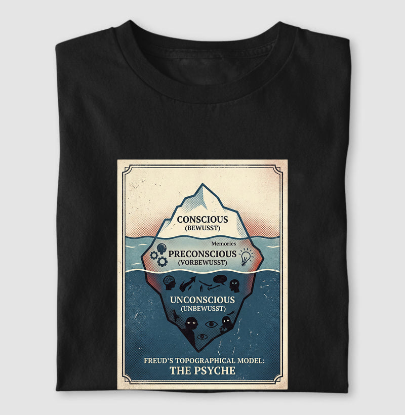 Camiseta Psicanálise Freud - Primeira Tópica (Iceberg Topographical Model) | Vintage Poster