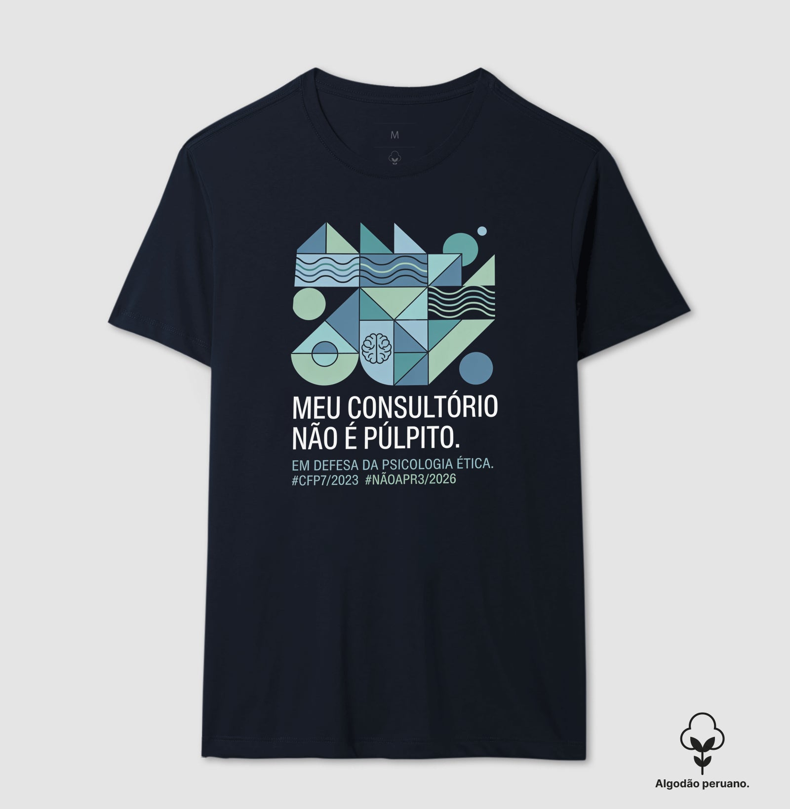 Camiseta Algodão Peruano "Meu Consultório Não É Púlpito" | Em Defesa da Psicologia Ética e Laica