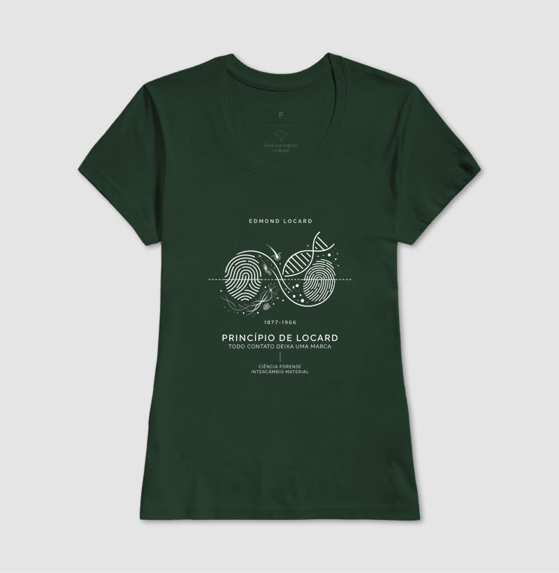 Camiseta Criminalística - Princípio de Locard (Intercâmbio Material) | Minimalista Premium