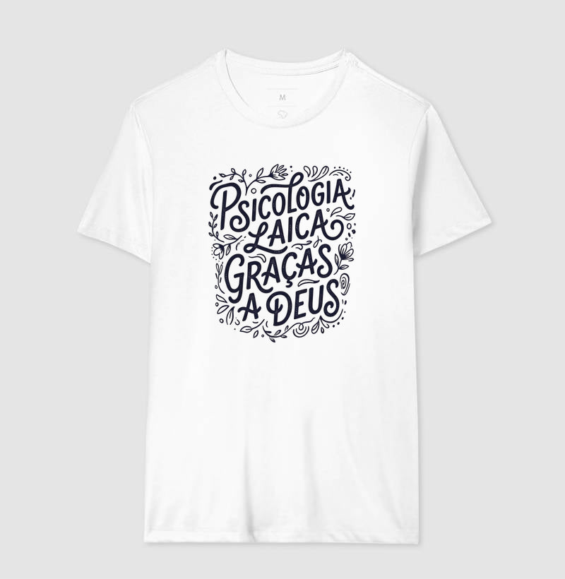 Camiseta "Psicologia Laica Graças a Deus" | Edição Hand Lettering