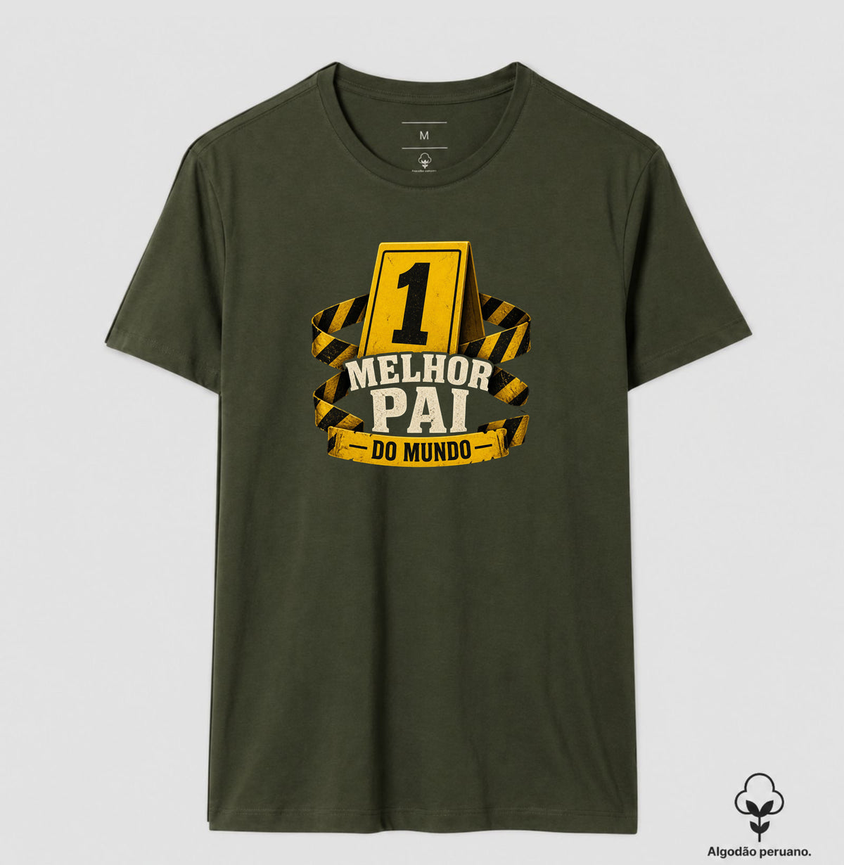 Camiseta Algodão Peruano Criminalística "Melhor Pai do Mundo" | Marcador de Evidência Nº 1