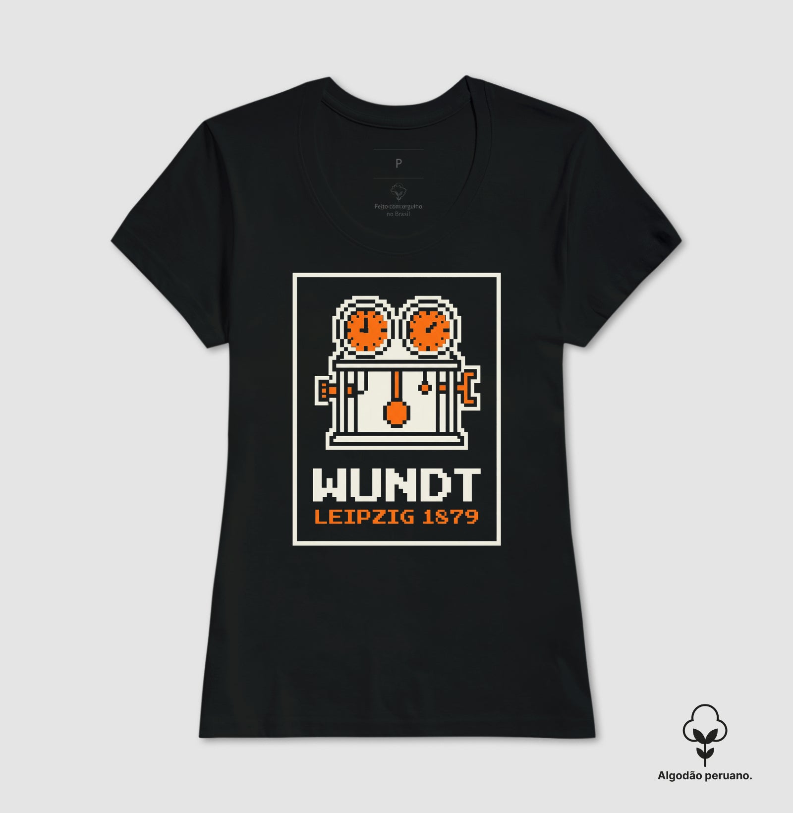 Camiseta Algodão Peruano Psicologia "Wundt: Leipzig 1879" | 8-Bit Pixel Art