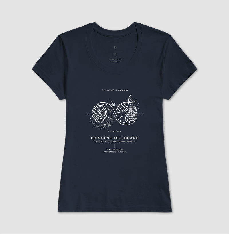 Camiseta Criminalística - Princípio de Locard (Intercâmbio Material) | Minimalista Premium