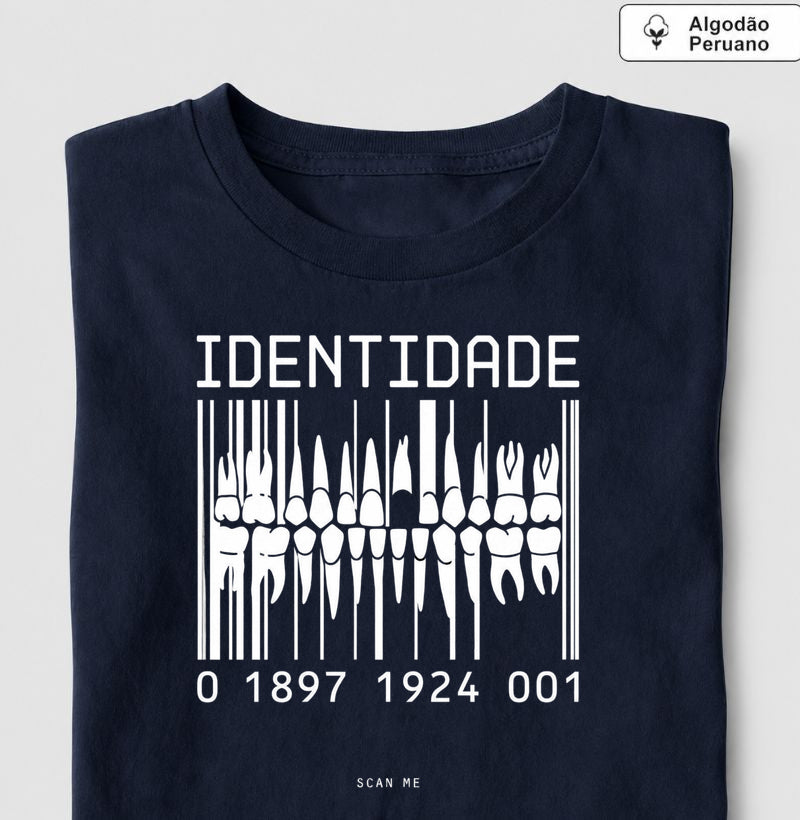 Camiseta Algodão Peruano Odontologia Forense "Identidade" | O Código Único da Dentição