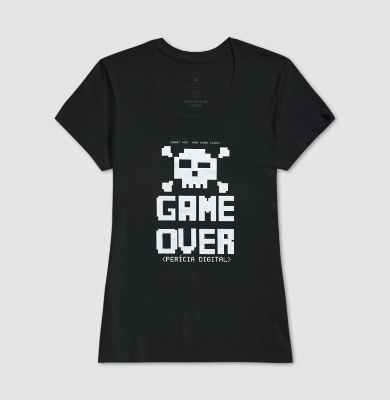 Camiseta Perícia Digital Game Over & Pixel Art Retro