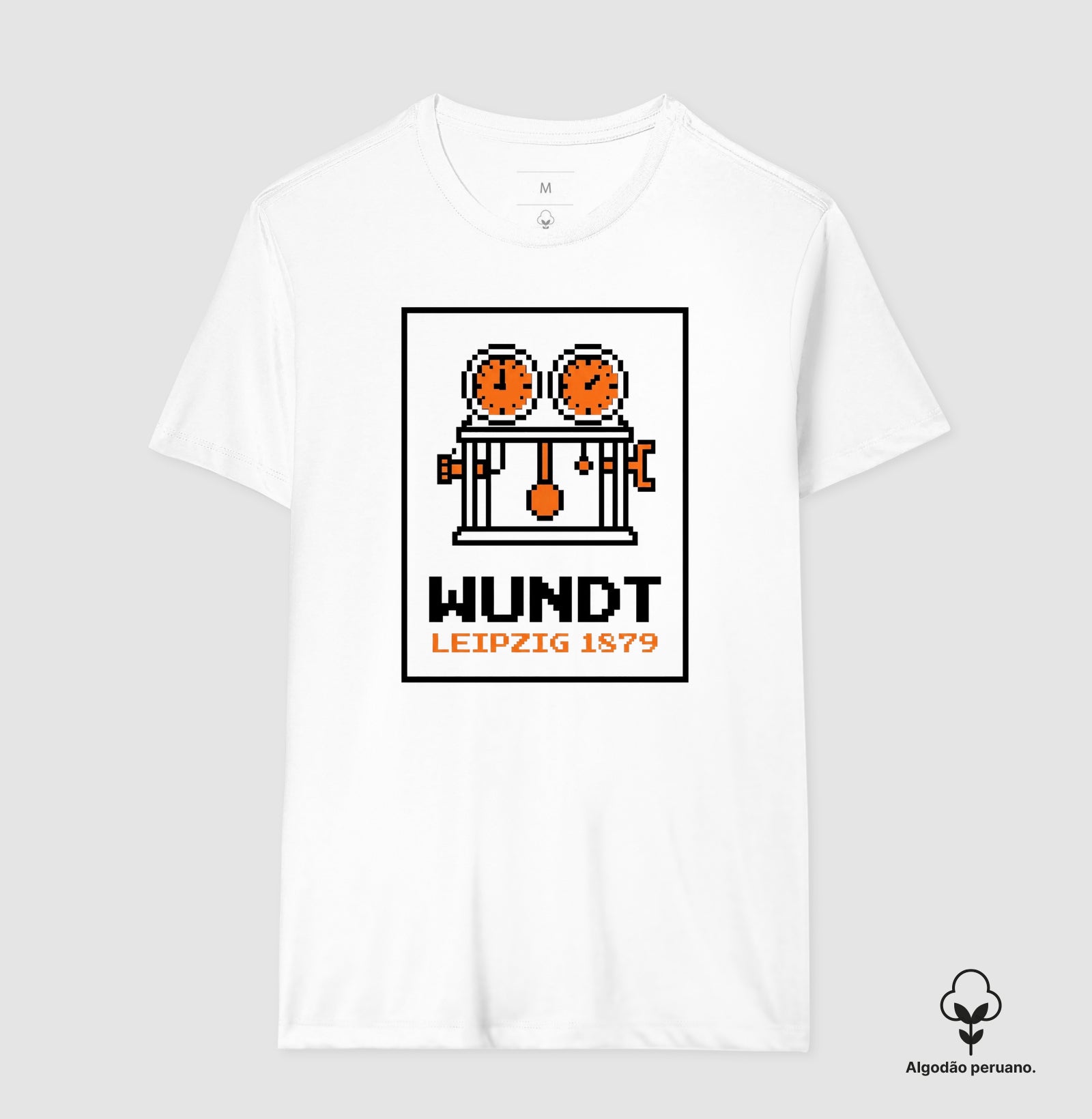 Camiseta Algodão Peruano Psicologia "Wundt: Leipzig 1879" | 8-Bit Pixel Art
