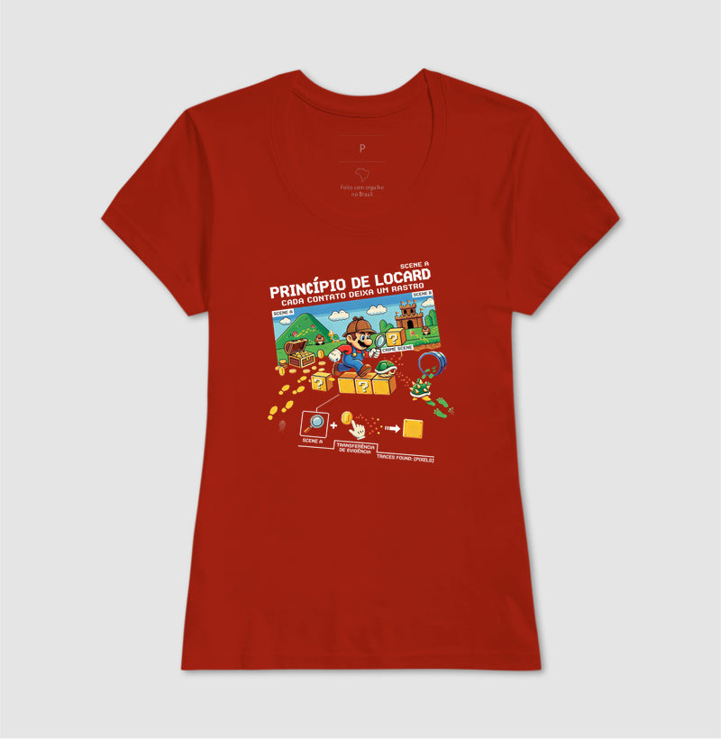 Camiseta Criminalística Locard - Transferência de Evidência 8-Bits | Forensic Gamer