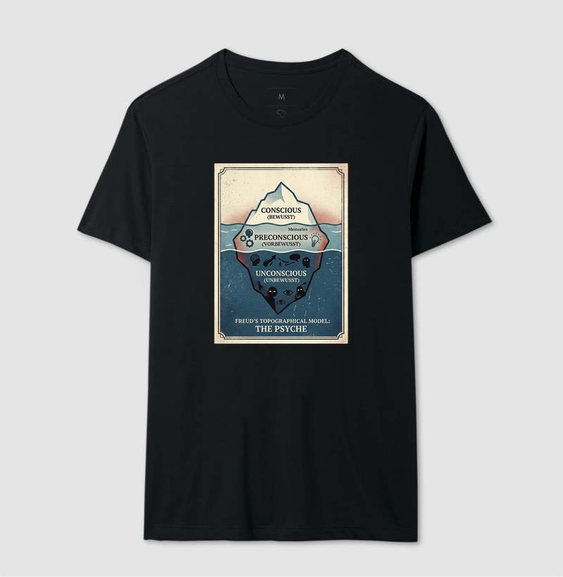 Camiseta Psicanálise Freud - Primeira Tópica (Iceberg Topographical Model) | Vintage Poster