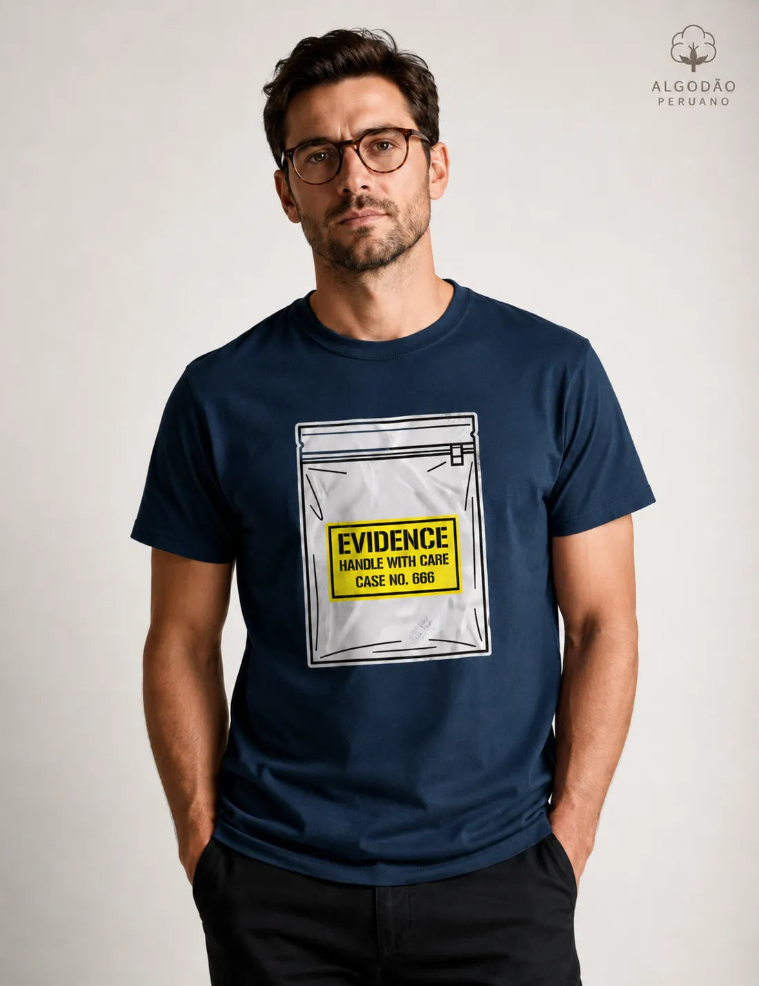 Camiseta Algodão Peruano True Crime "Evidence Bag" | Caso Nº 666