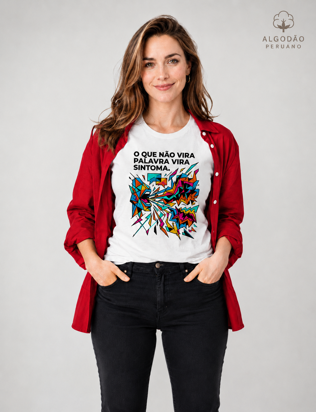 Camiseta Algodão Peruano Palavra e Sintoma | Psicologia & Conexão