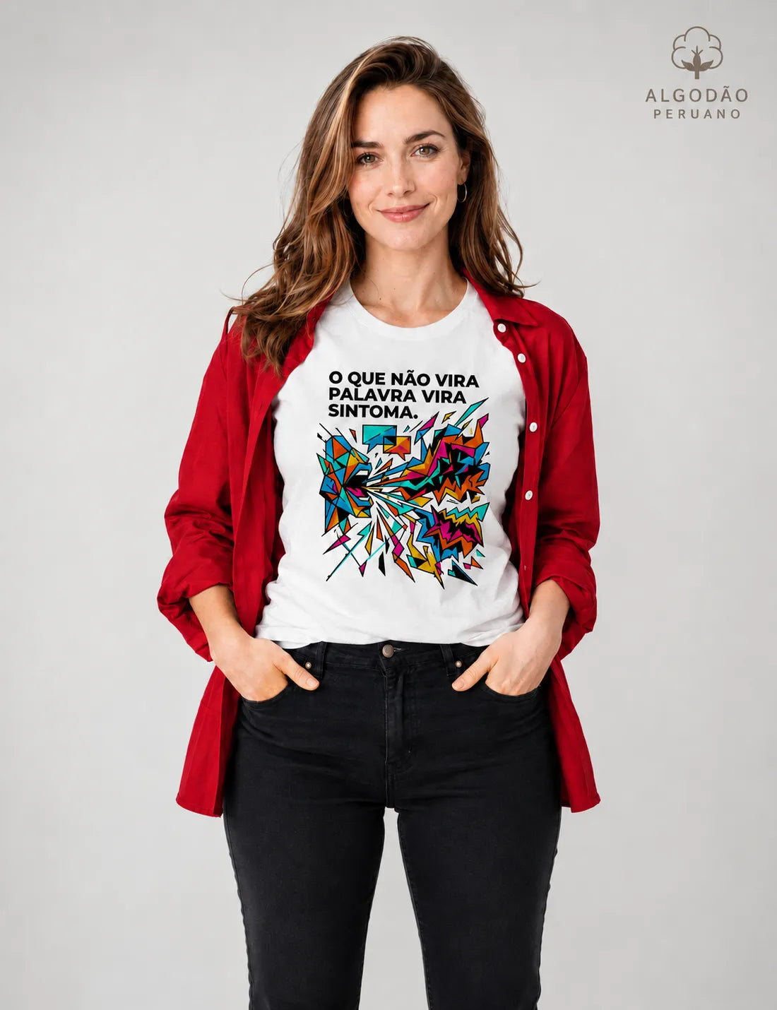 Camiseta Algodão Peruano Palavra e Sintoma | Psicologia & Conexão