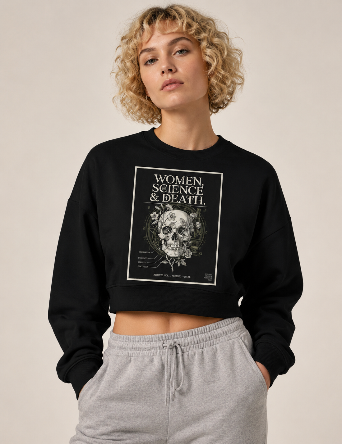 Cropped Moletom Gótica Científica "Women, Science & Death" | Memento Mori