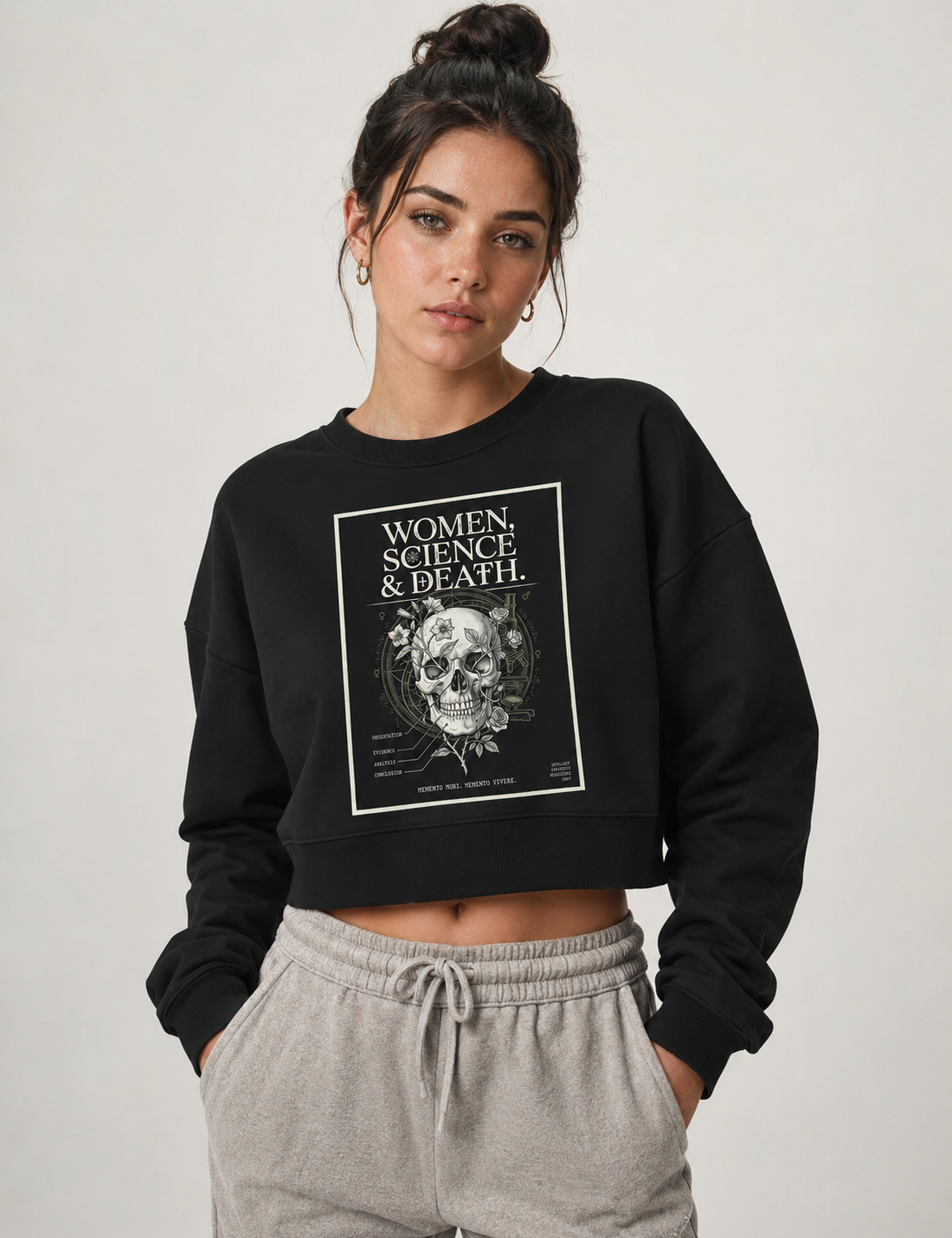Cropped Moletom Gótica Científica "Women, Science & Death" | Memento Mori