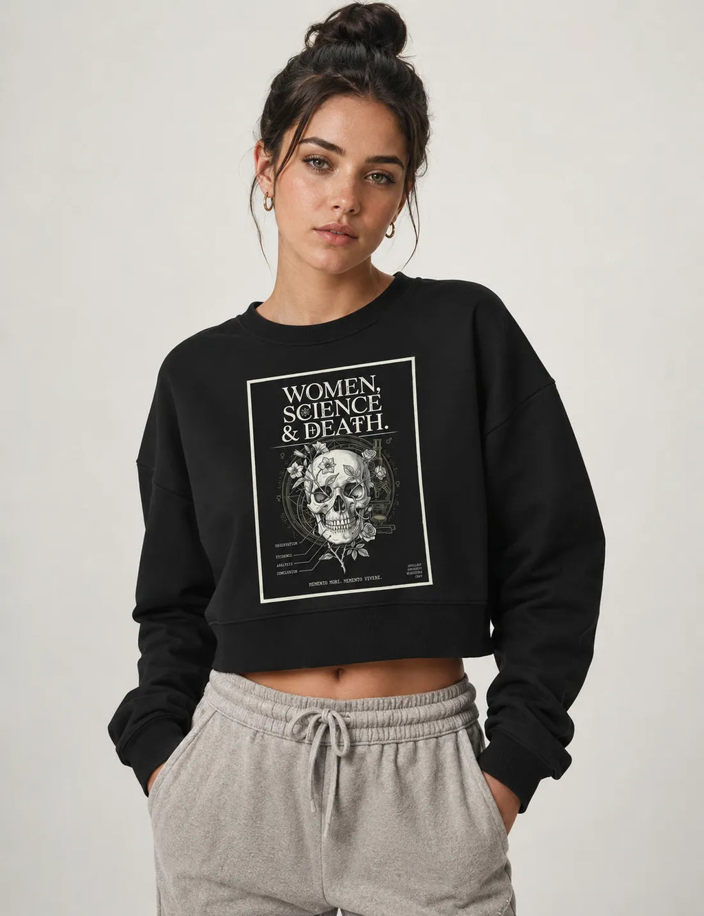 Cropped Moletom Gótica Científica "Women, Science & Death" | Memento Mori