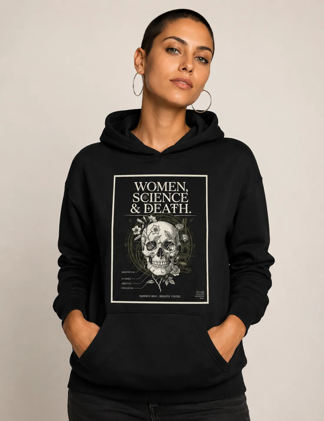 Hoodie Moletom Gótica Científica "Women, Science & Death" | Memento Mori