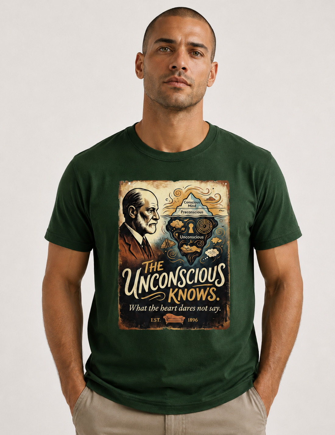 Camiseta Psicanálise - O Iceberg de Freud (The Unconscious Knows) | Retrô Vintage