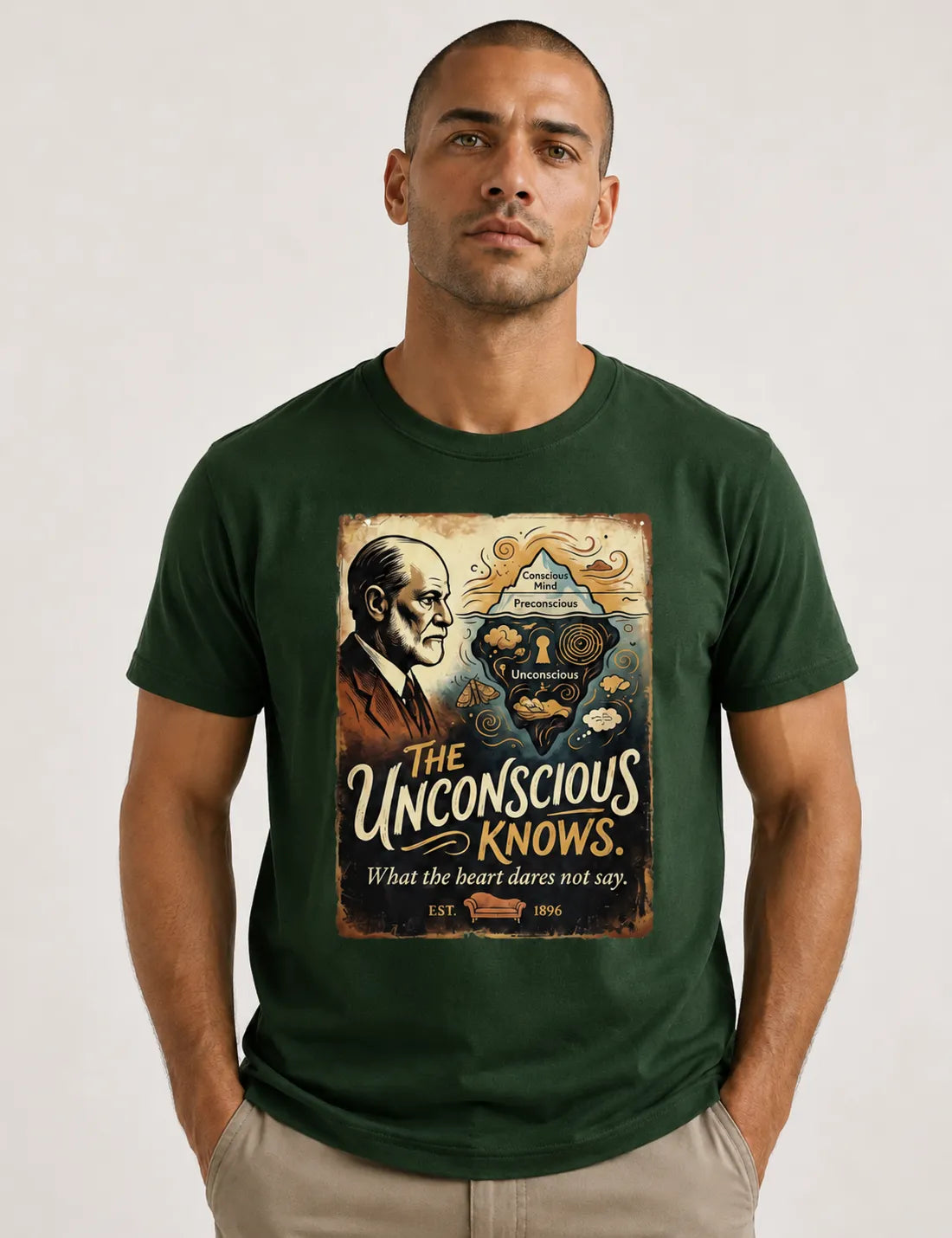 Camiseta Psicanálise - O Iceberg de Freud (The Unconscious Knows) | Retrô Vintage