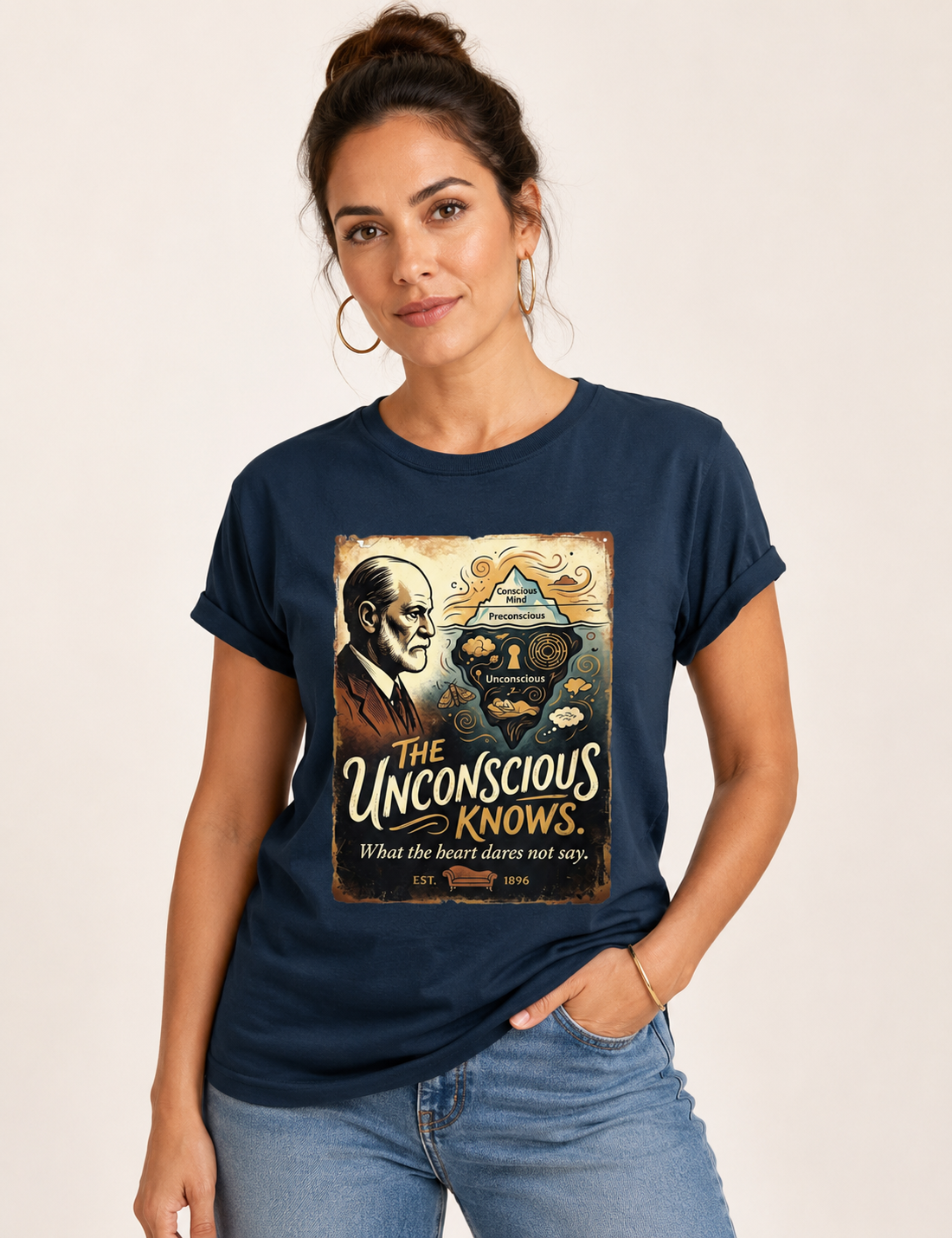 Camiseta Psicanálise - O Iceberg de Freud (The Unconscious Knows) | Retrô Vintage