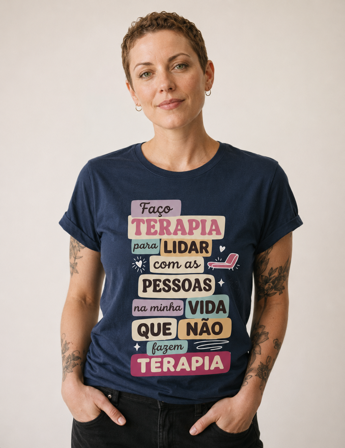 Camiseta "Faço Terapia Para Lidar" | Humor e Saúde Mental