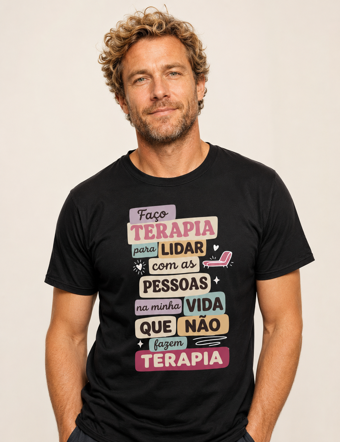 Camiseta "Faço Terapia Para Lidar" | Humor e Saúde Mental