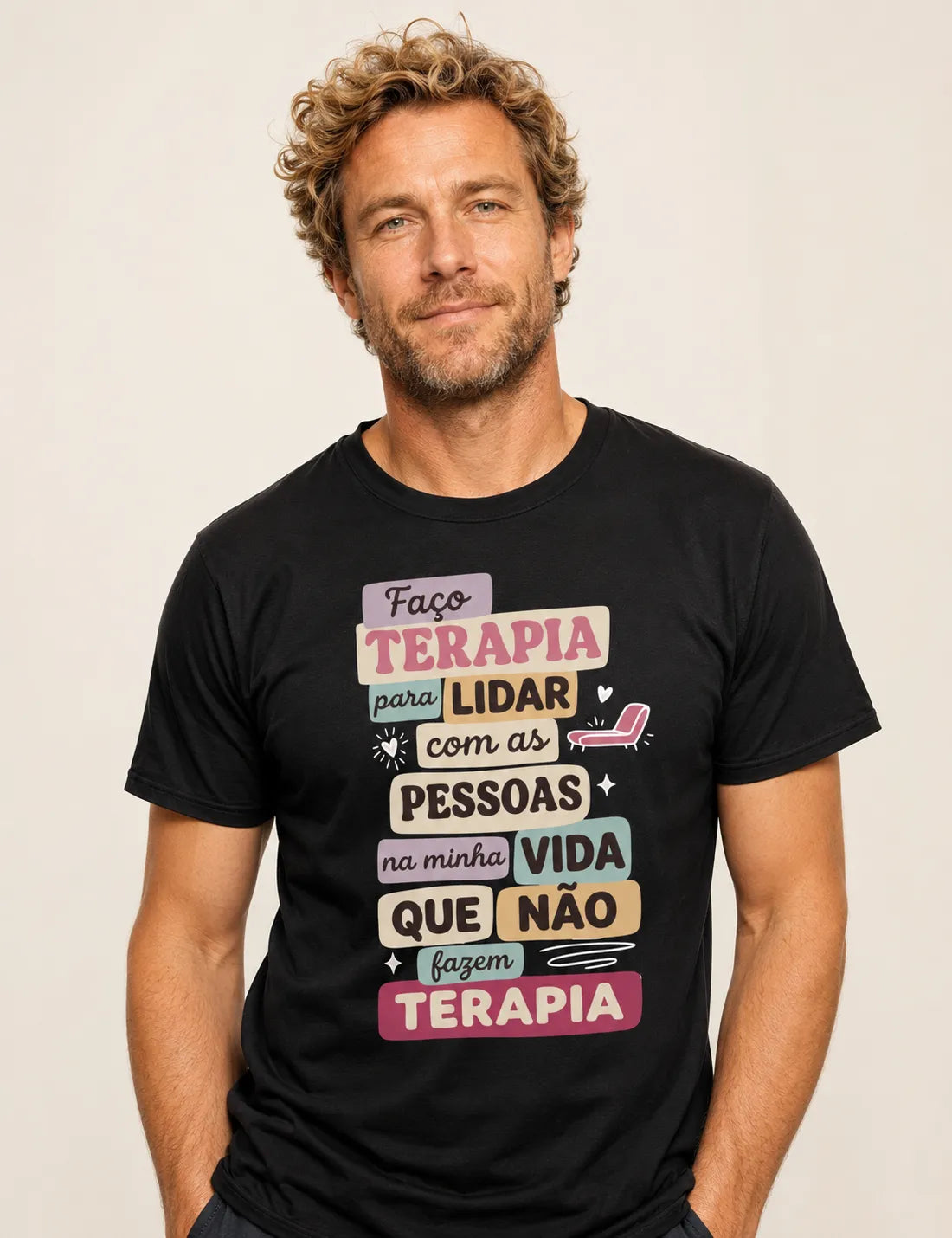 Camiseta "Faço Terapia Para Lidar" | Humor e Saúde Mental