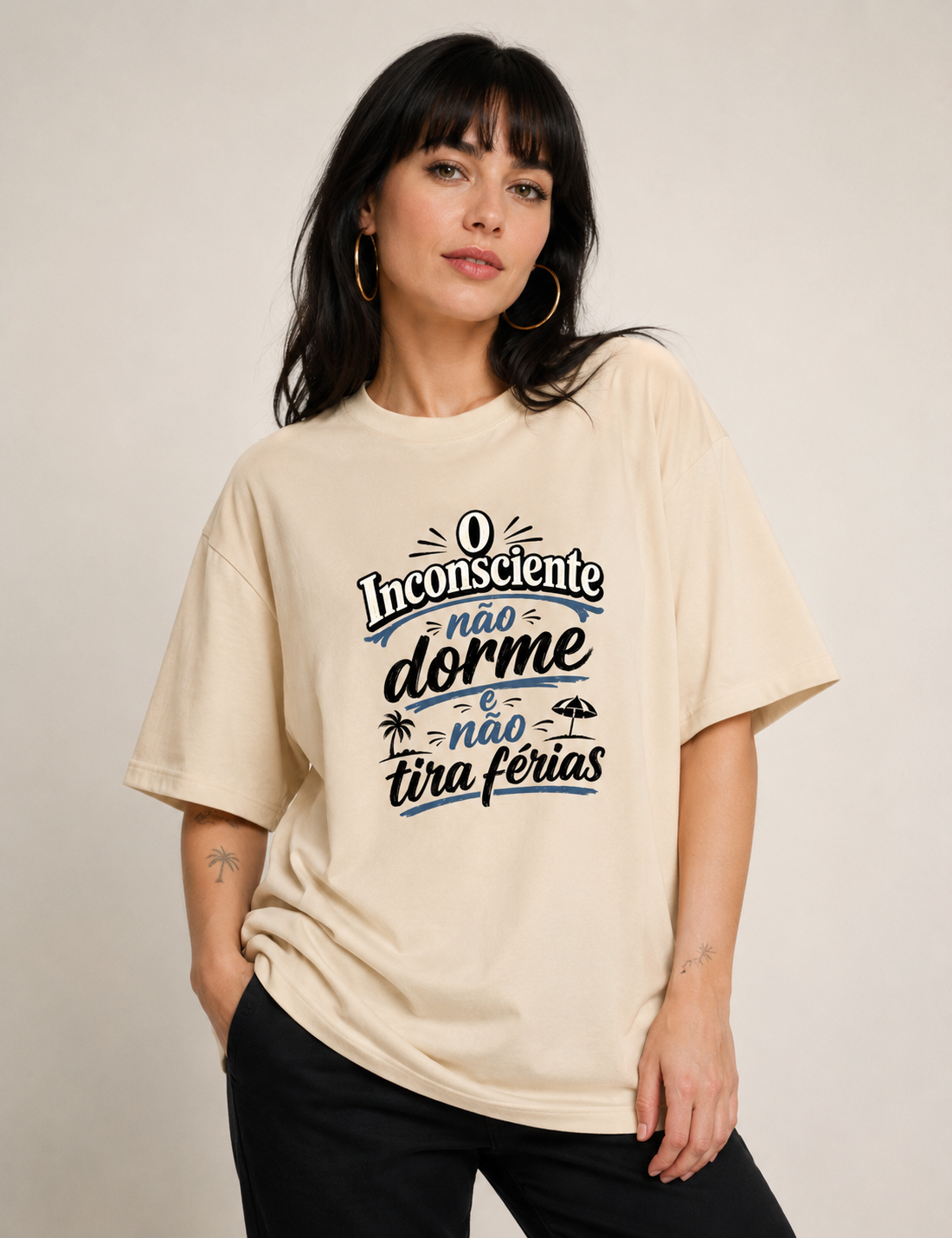 Camiseta Oversized "O Inconsciente Não Dorme e Não Tira Férias"