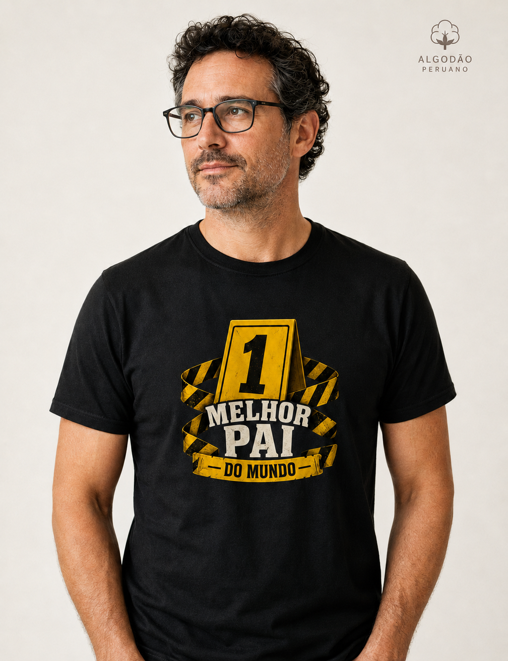 Camiseta Algodão Peruano Criminalística "Melhor Pai do Mundo" | Marcador de Evidência Nº 1