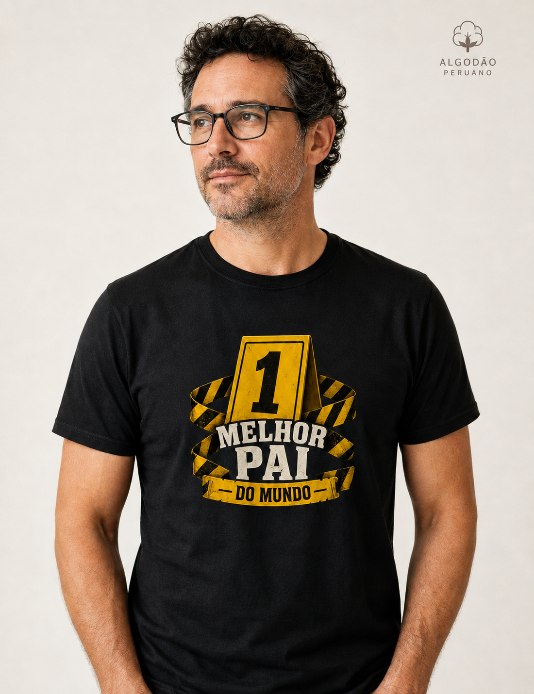 Camiseta Algodão Peruano Criminalística "Melhor Pai do Mundo" | Marcador de Evidência Nº 1