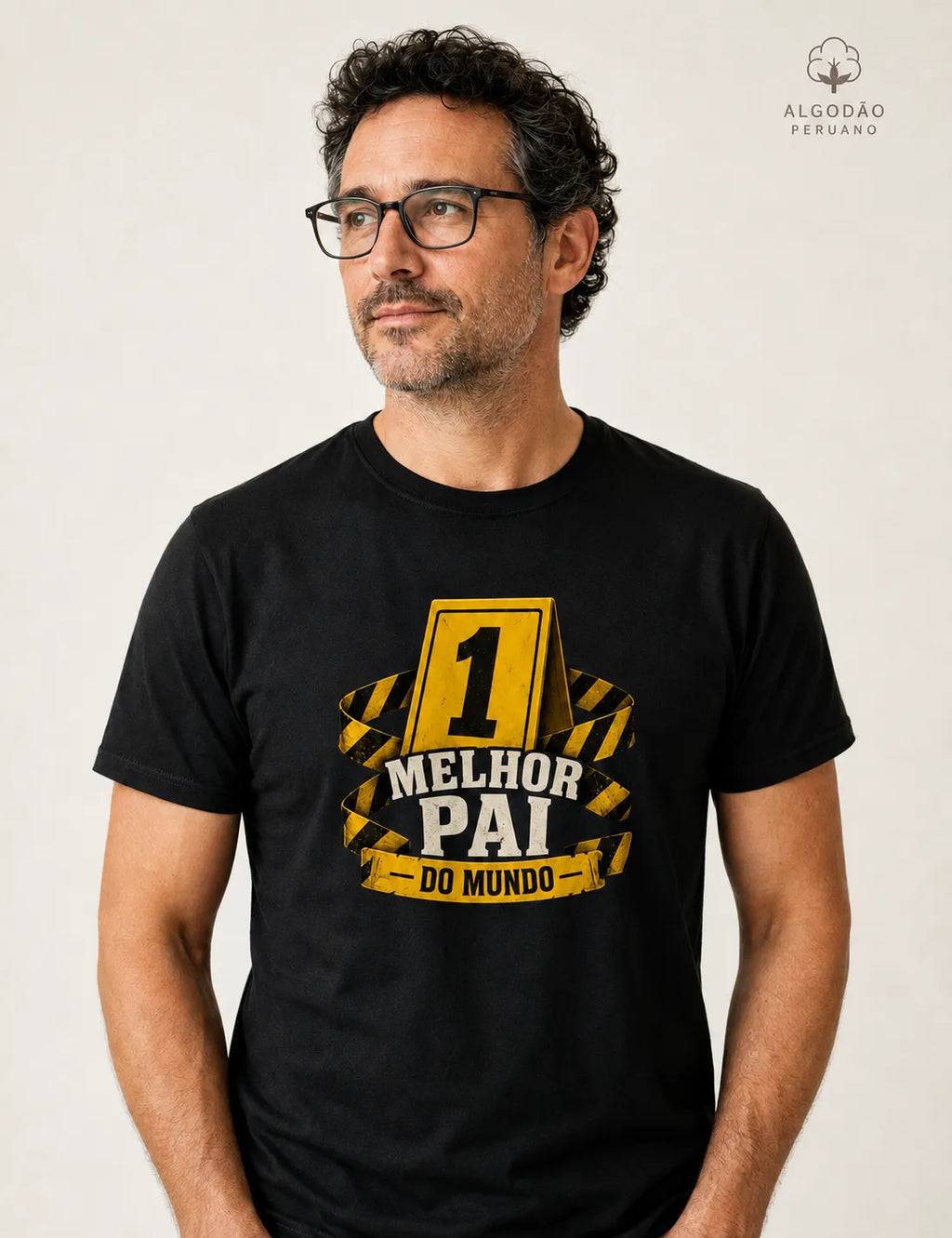 Camiseta Algodão Peruano Criminalística "Melhor Pai do Mundo" | Marcador de Evidência Nº 1