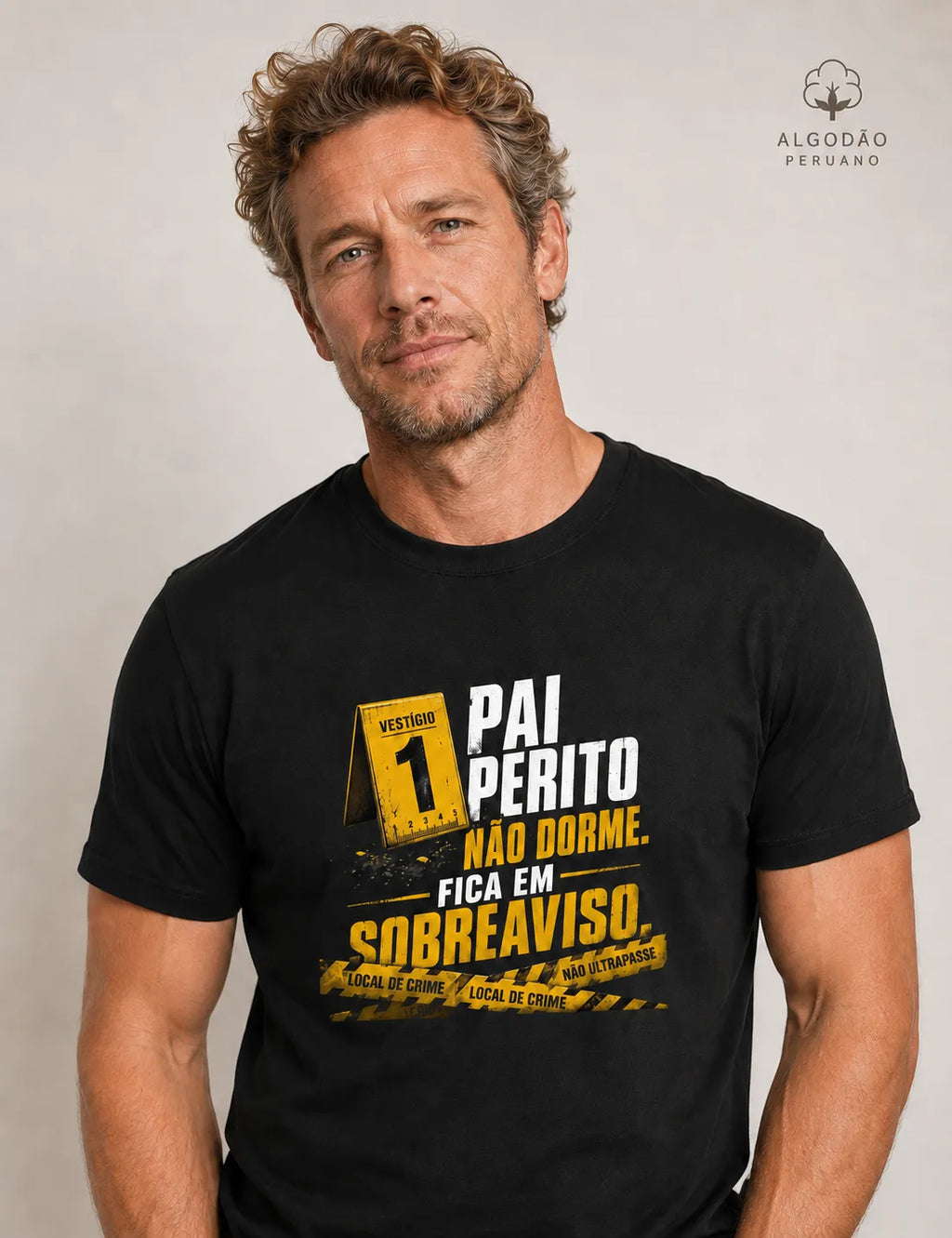 Camiseta Algodão Peruano Criminalística "Pai Perito Não Dorme" | O Herói do Sobreaviso