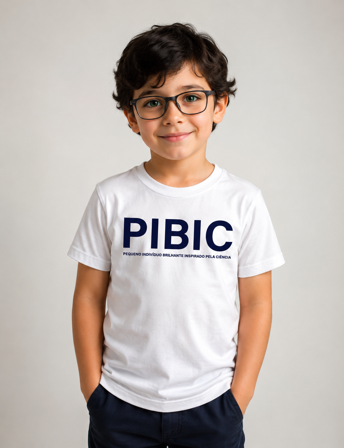 Camiseta Infantil Vida Acadêmica - PIBIC (Iniciação Científica) | Tipografia Minimalista