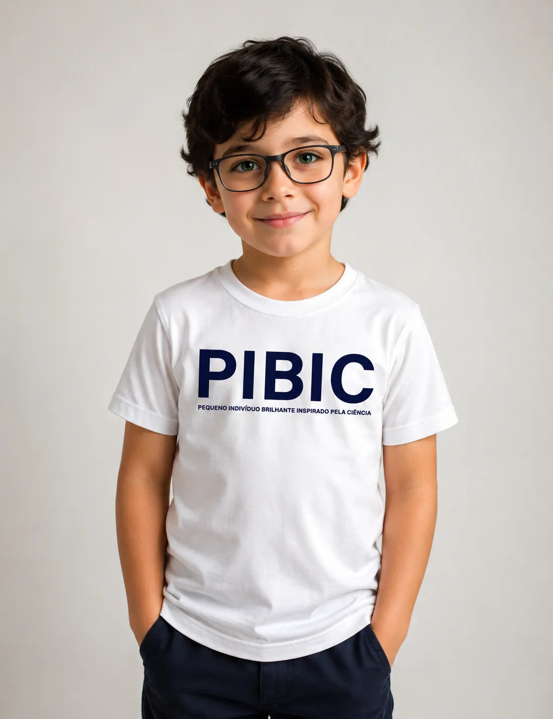 Camiseta Infantil Vida Acadêmica - PIBIC (Iniciação Científica) | Tipografia Minimalista