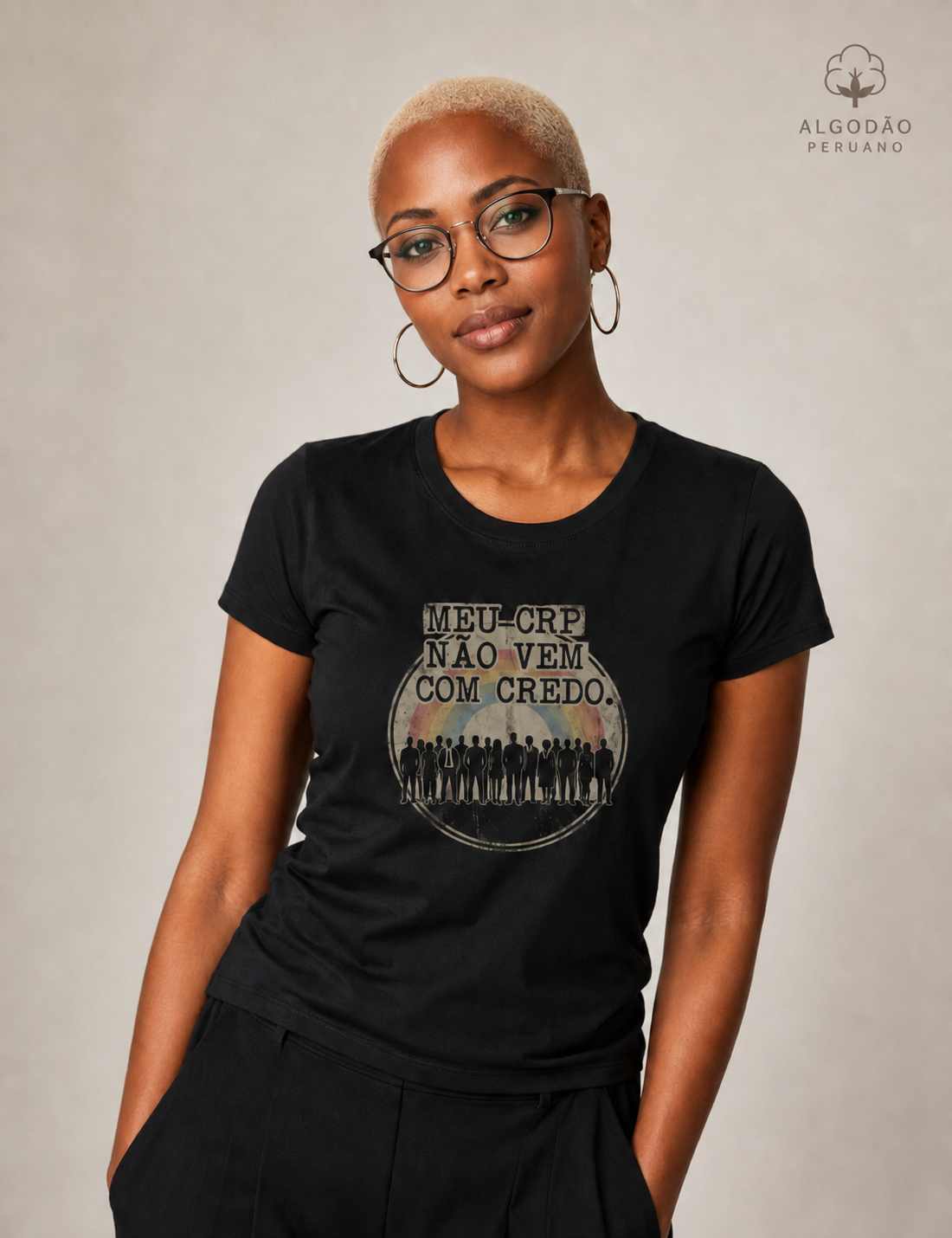 Camiseta Algodão Peruano "Meu CRP Não Vem Com Credo" | Psicologia Laica, Ética e Diversidade