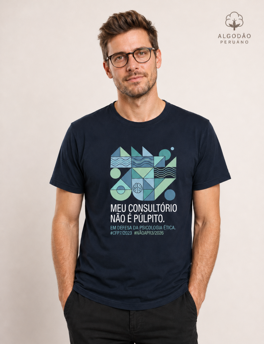 Camiseta Algodão Peruano "Meu Consultório Não É Púlpito" | Em Defesa da Psicologia Ética e Laica