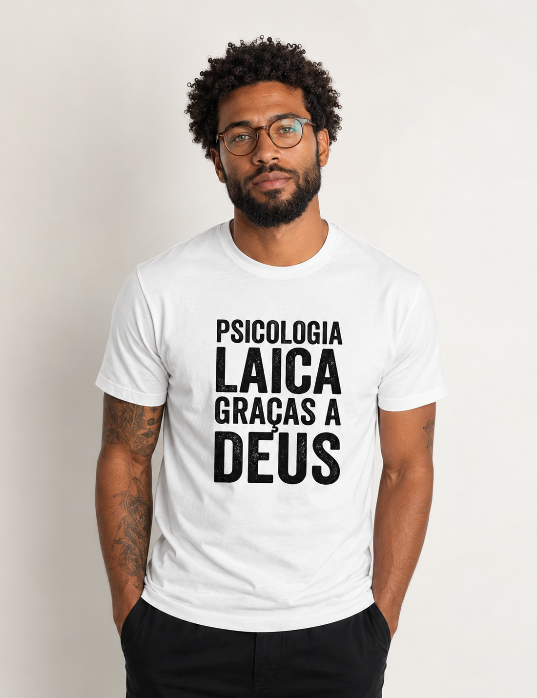 Camiseta "Psicologia Laica Graças a Deus" | Minimalista