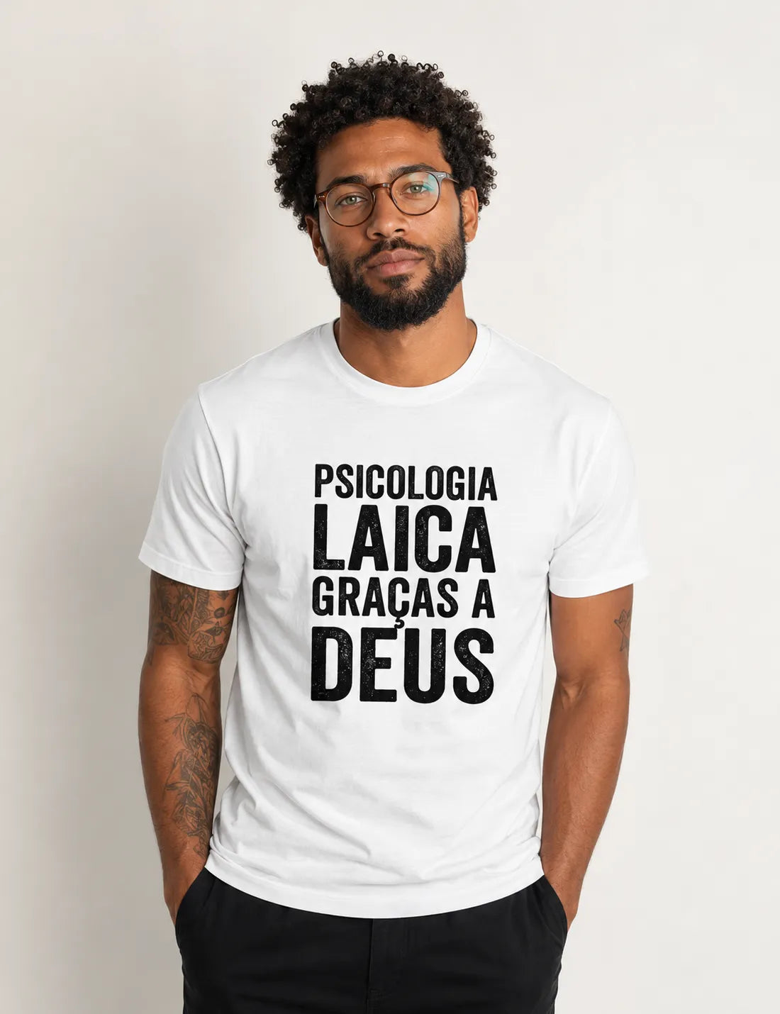 Camiseta "Psicologia Laica Graças a Deus" | Minimalista