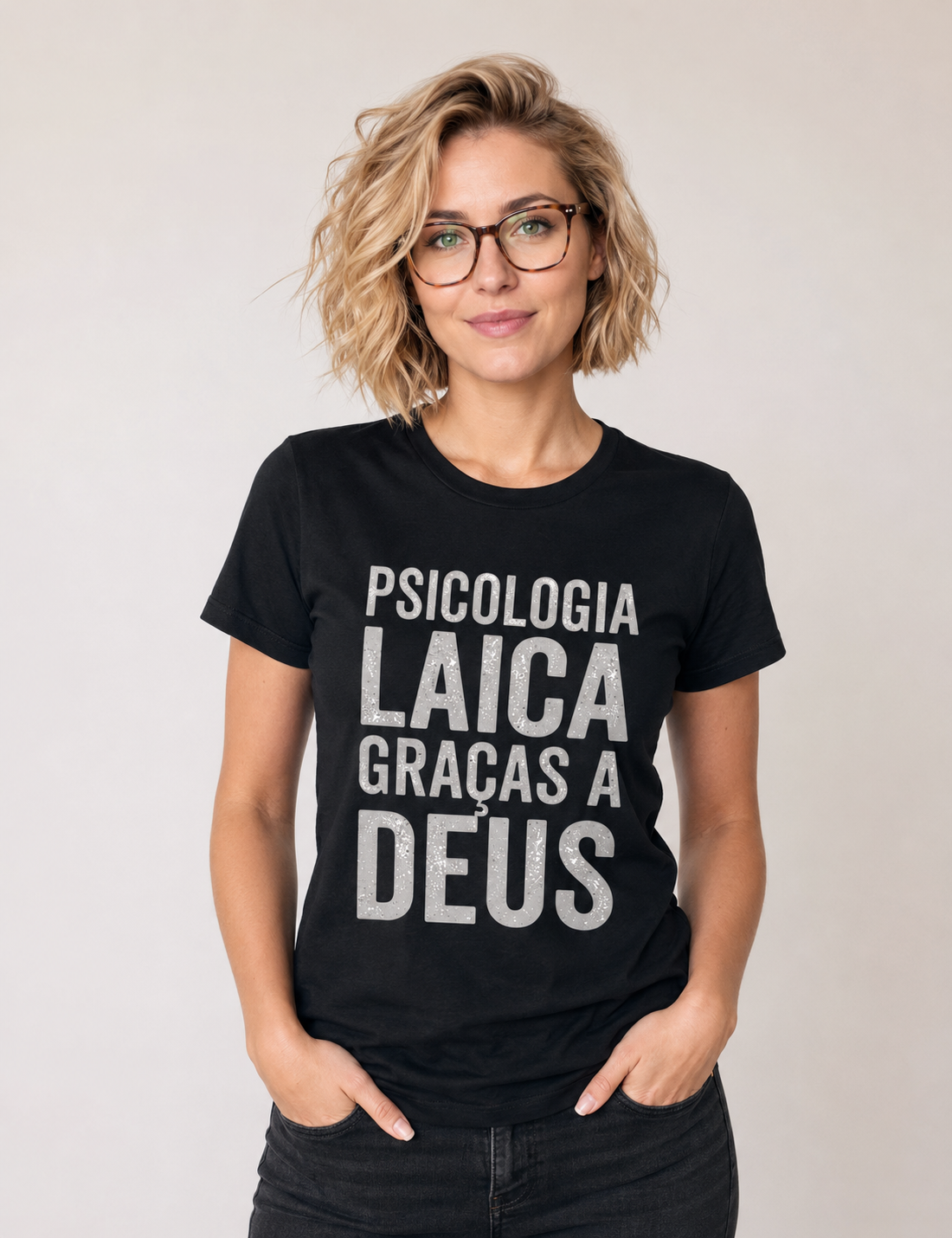 Camiseta "Psicologia Laica Graças a Deus" | Minimalista