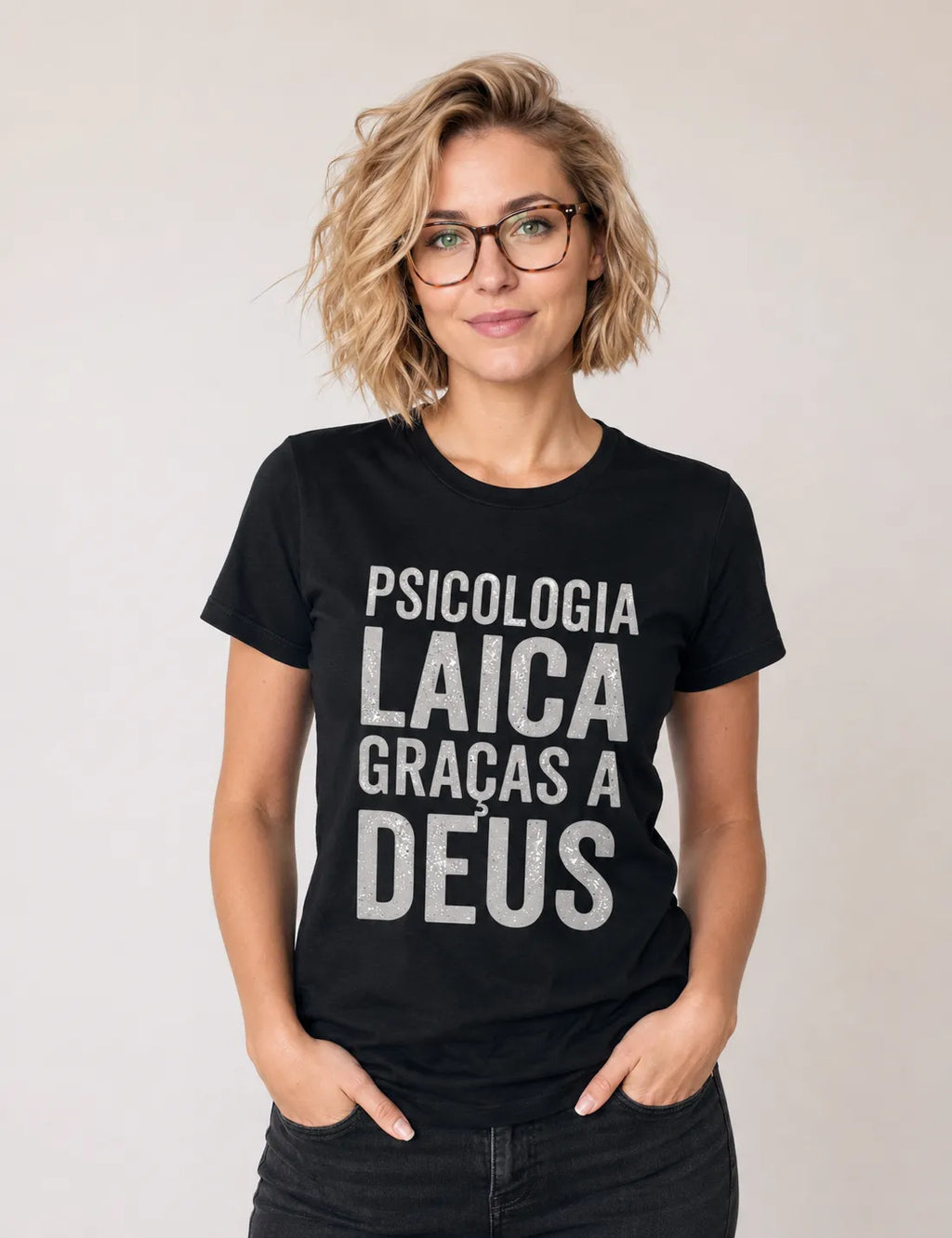 Camiseta "Psicologia Laica Graças a Deus" | Minimalista