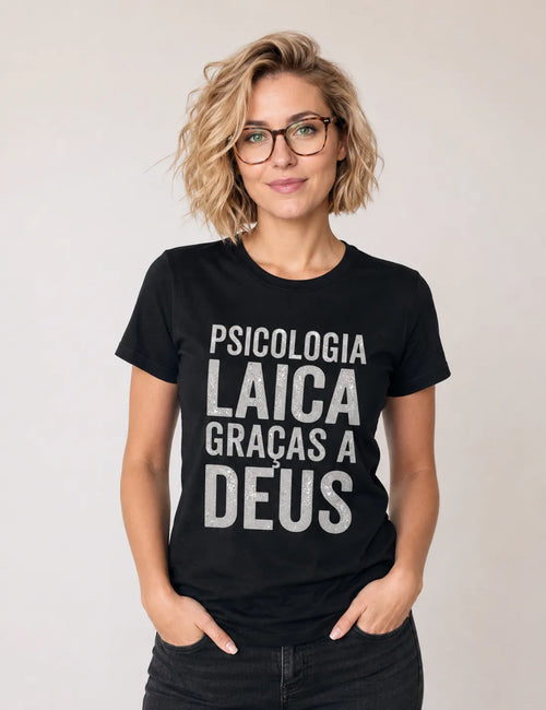 Camiseta "Psicologia Laica Graças a Deus" | Minimalista