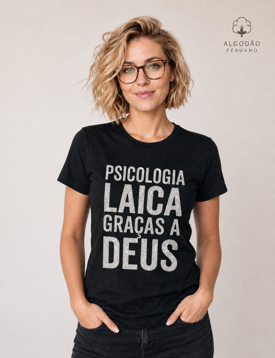 Camiseta Algodão Peruano "Psicologia Laica Graças a Deus" | Minimalista