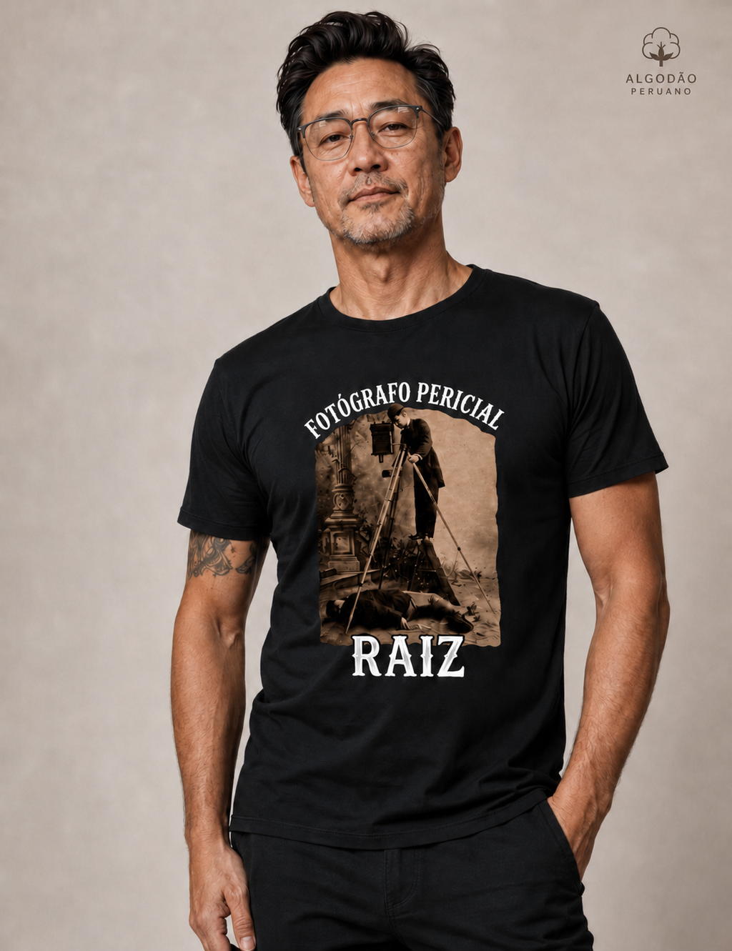 Camiseta Algodão Peruano "Fotógrafo Pericial Raiz" | Homenagem Vintage