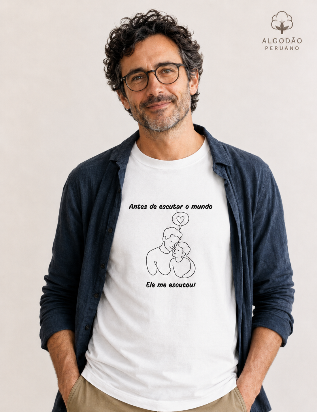 Camiseta Algodão Peruano  "Antes de Escutar o Mundo" | Pais que escutam