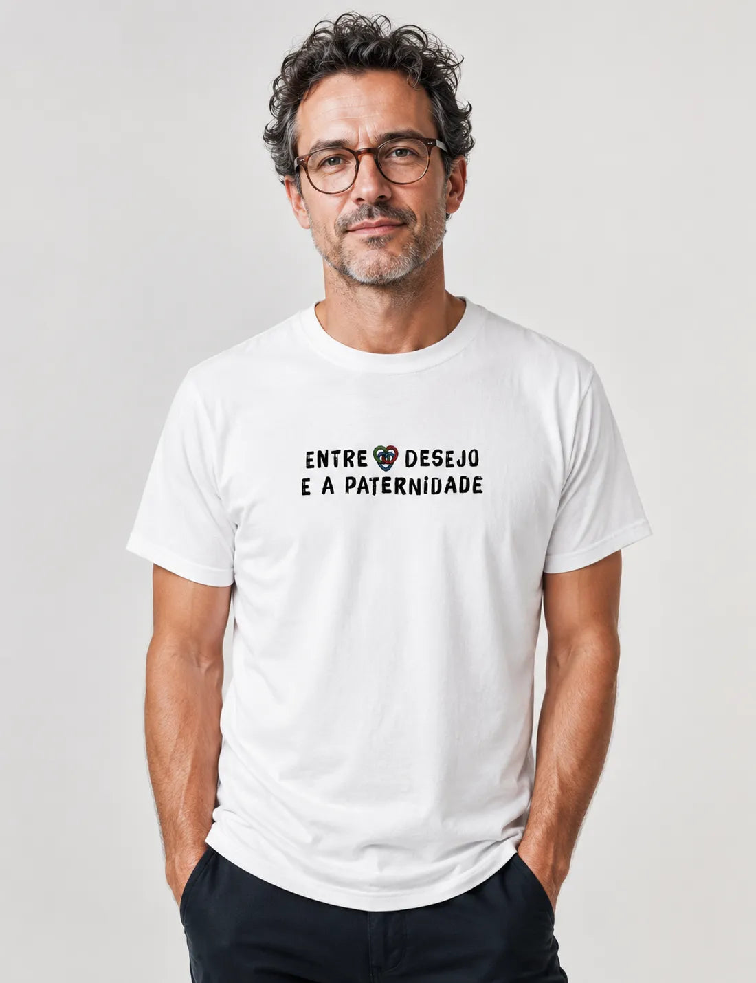 Camiseta "Entre Desejo e a Paternidade" | Estampa com Nó Borromeano