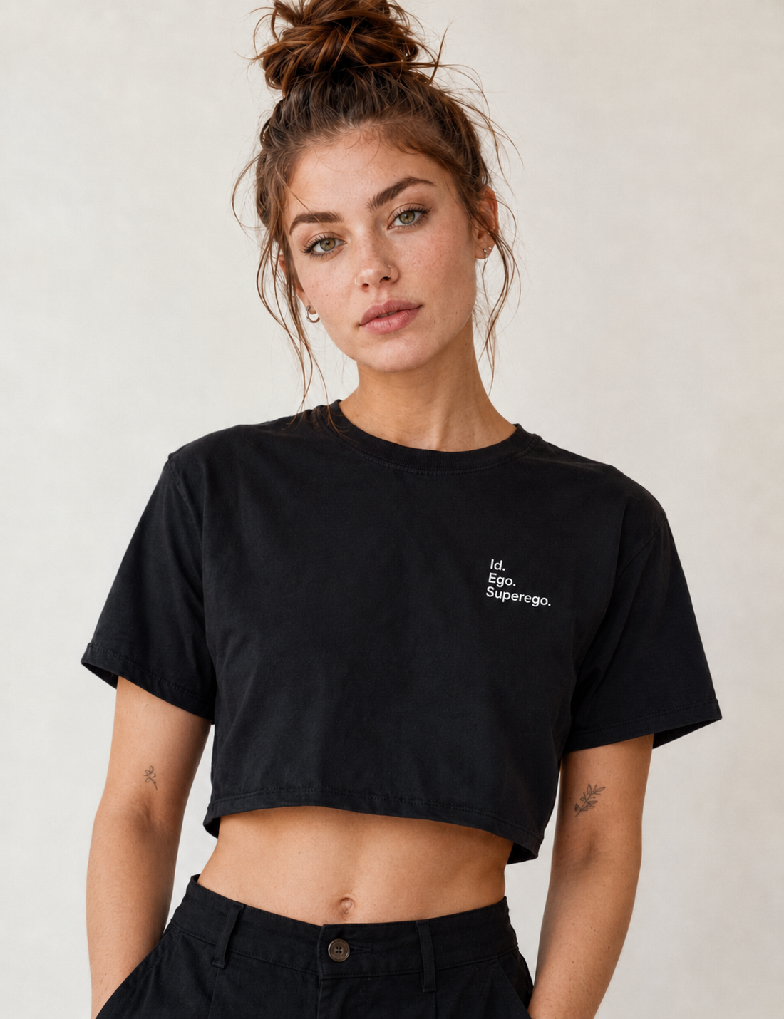 Camiseta Cropped Psicanálise Freud - Id. Ego. Superego. (Segunda Tópica) | Minimalista